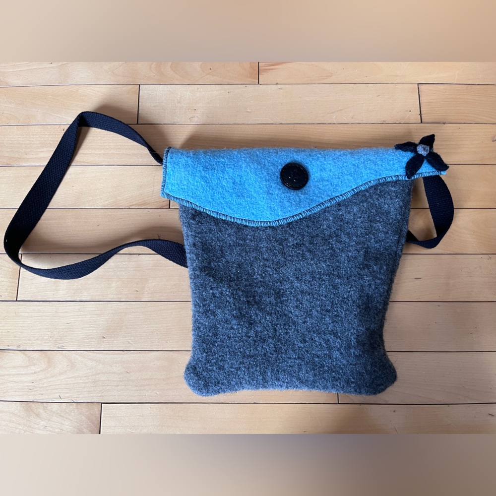 Stylish Blue and Gray Crossbody Bag